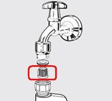 Очистка фильтра шланга подачи воды стиральной машины Miele, рисунок 1.
